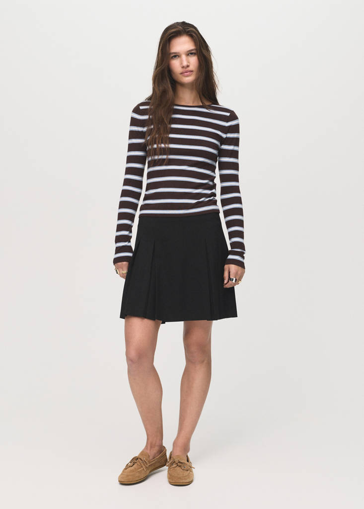 Pleated mini-skirt — Black