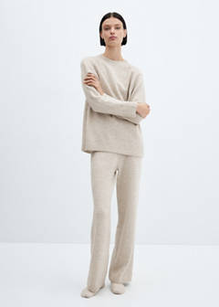 Straight knitted trousers — Beige 2