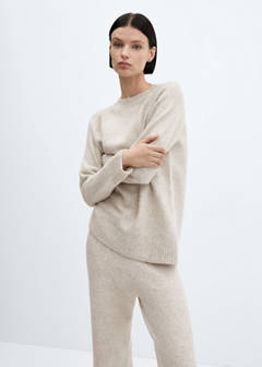Straight knitted trousers — Beige 1