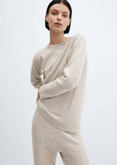 Straight knitted trousers — Beige 4