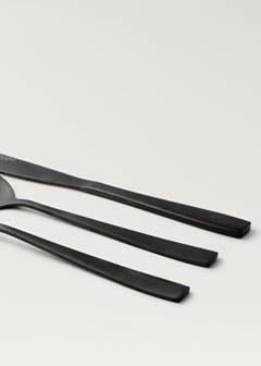 3-piece cutlery set in stainless steel with a matte finish — Black 3