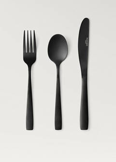 3-piece cutlery set in stainless steel with a matte finish — Black 6