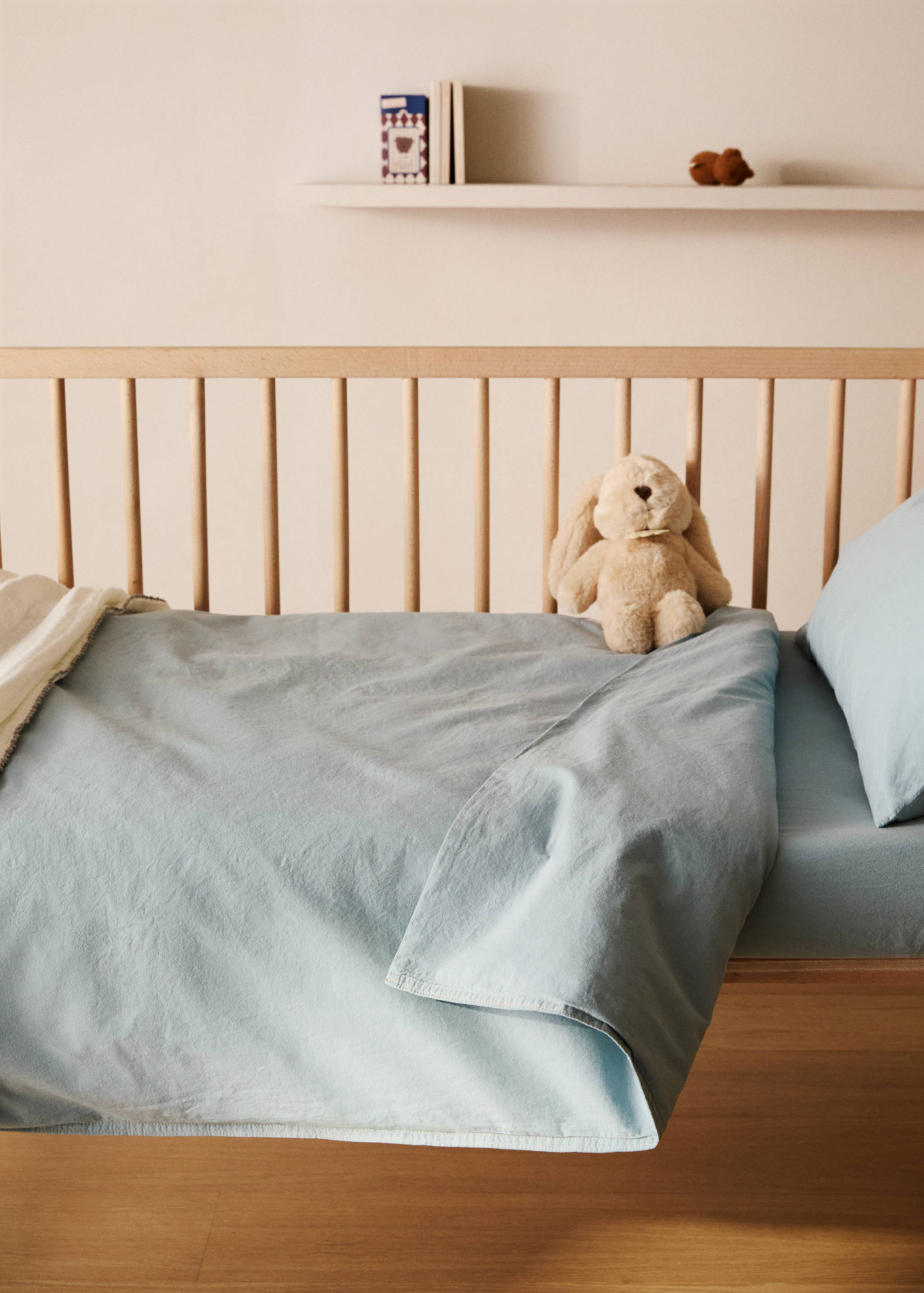 Påslakan för spjälsäng i tvättad bomull med dubbelsöm - Allmän bild