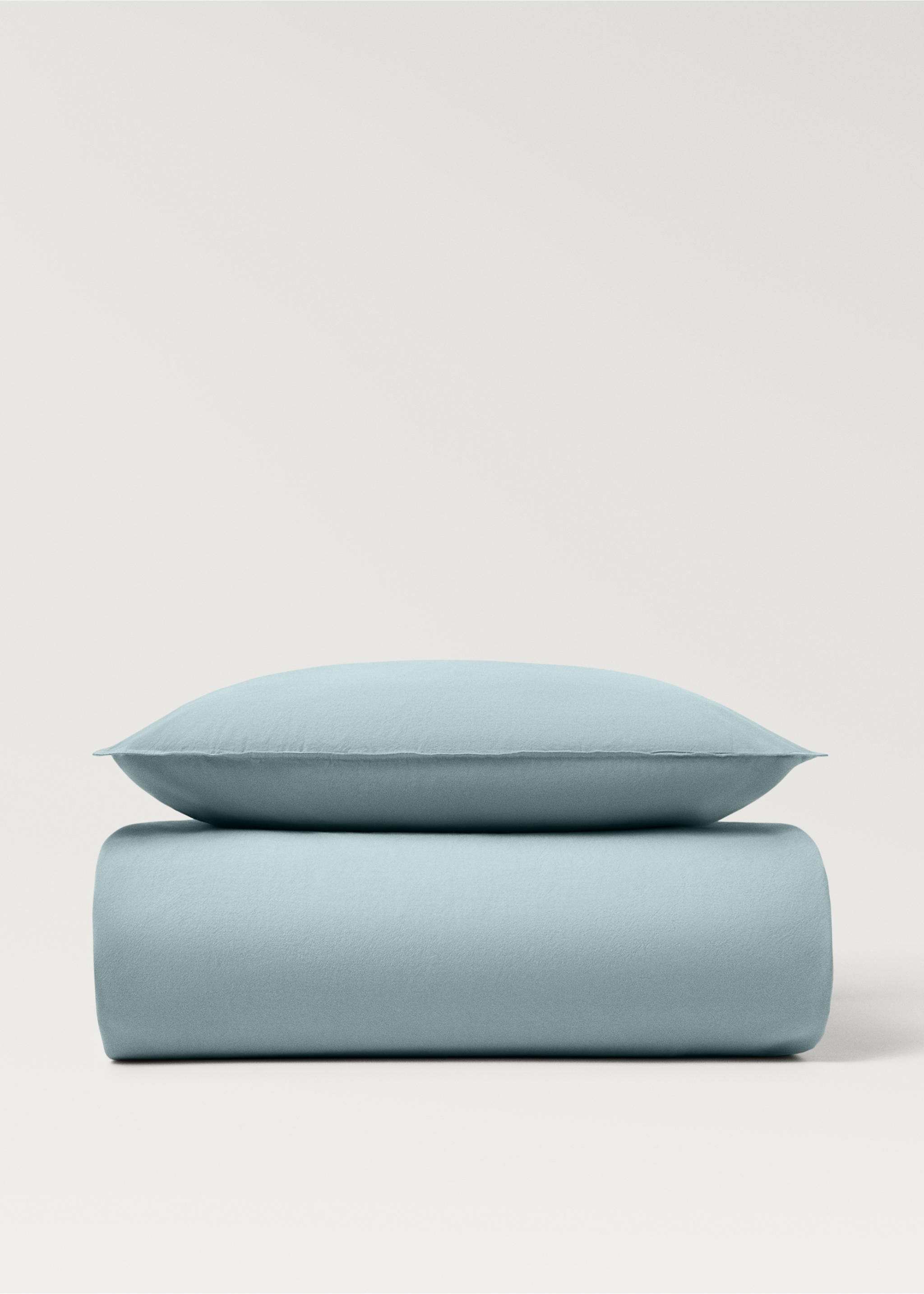 Children’s washed cotton double-stitched duvet cover for cot - Article without model, Aqua Green. Ref: 27193348-00.