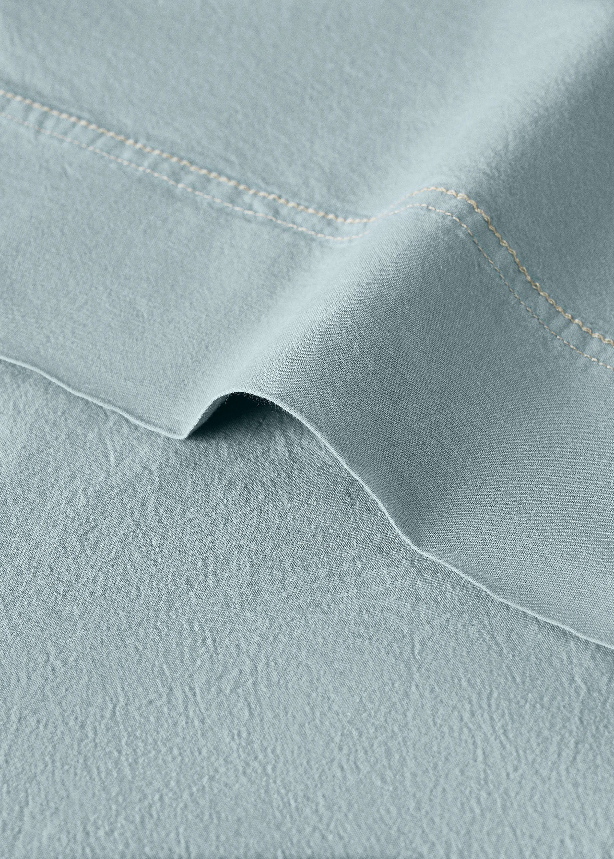 Washed cotton double-stitched top sheet for cot - Details of the article 1