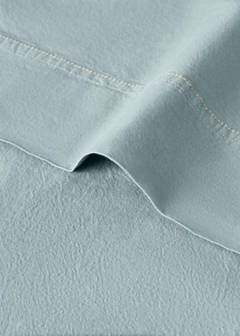 Washed cotton double-stitched top sheet for cot — Aqua Green 1