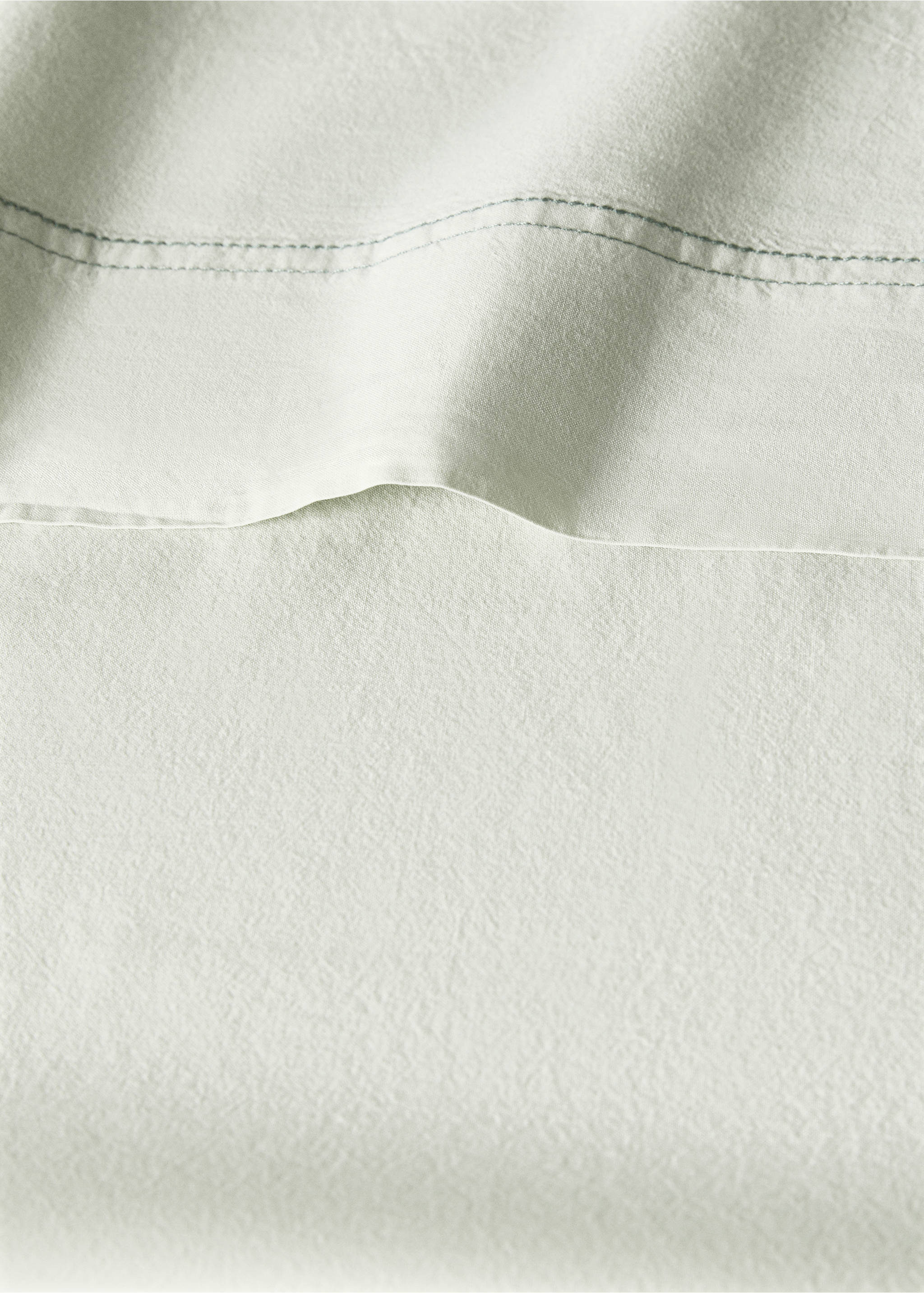 Washed cotton double-stitched top sheet for cot - Details of the article 1, Forest Green. Ref: 27193349-00.