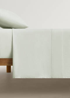 Washed cotton double-stitched top sheet for cot — Forest Green 3