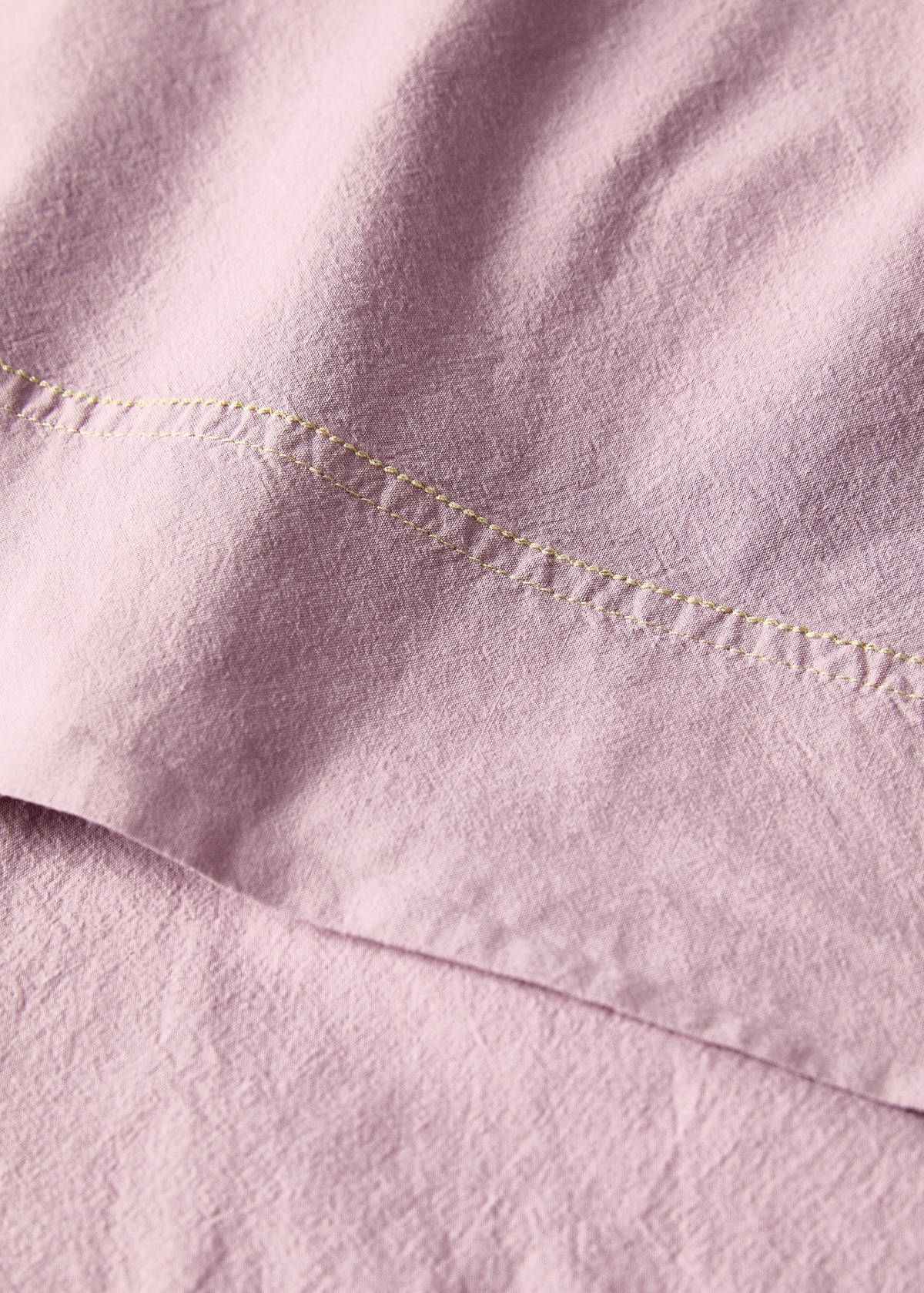 Washed cotton double-stitched top sheet for cot — Lilac