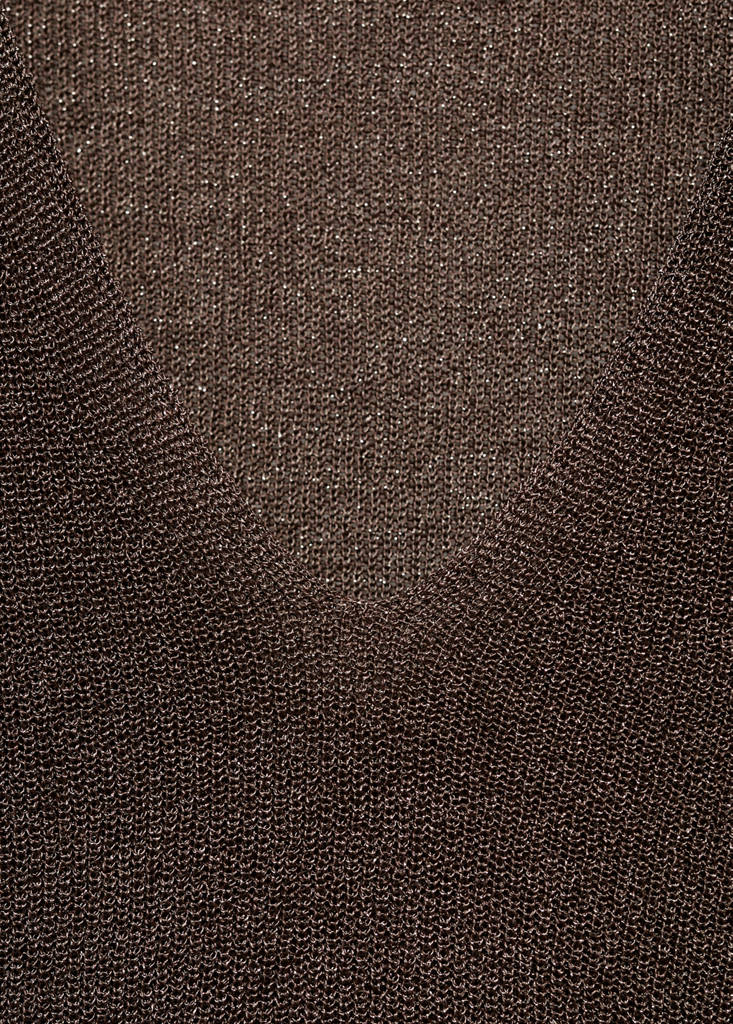 V-neck lurex sweater — Chocolate