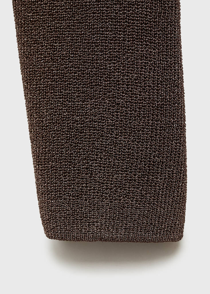 V-neck lurex sweater — Chocolate