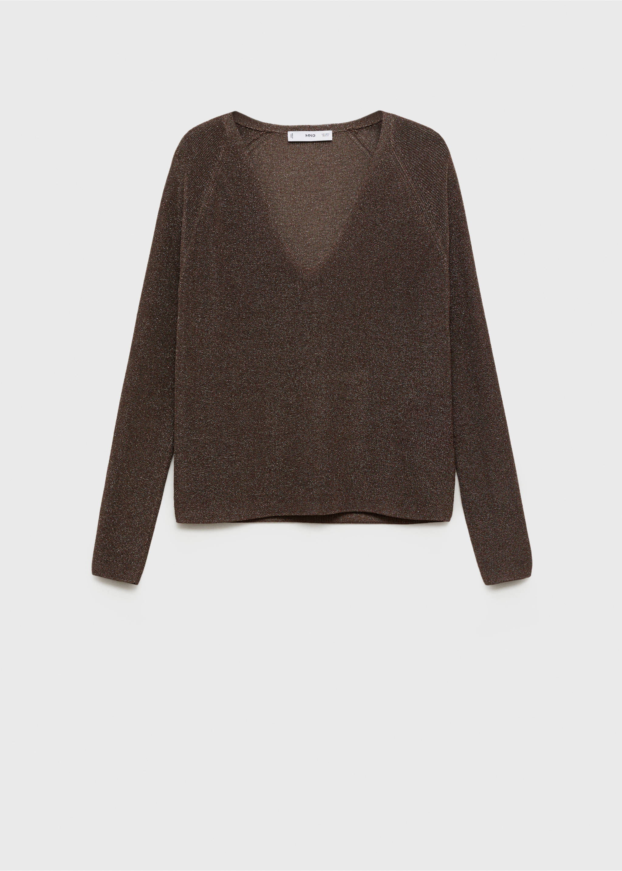 V-neck lurex sweater - Article without model, Chocolate. Ref: 27911287-00.