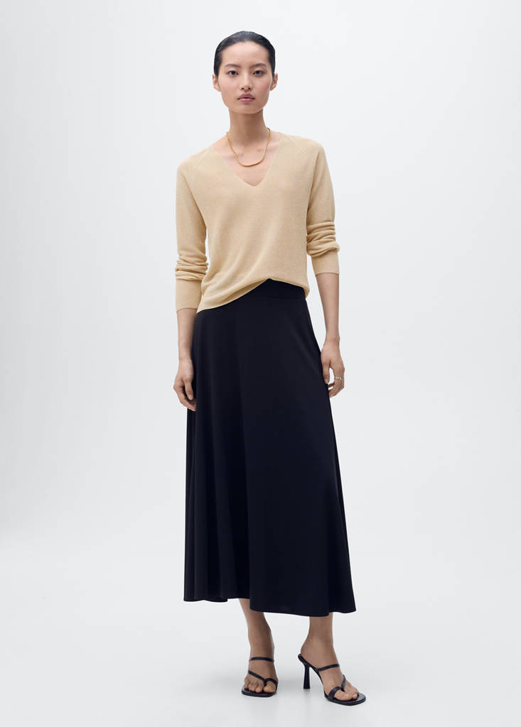 V-neck lurex sweater — Gold
