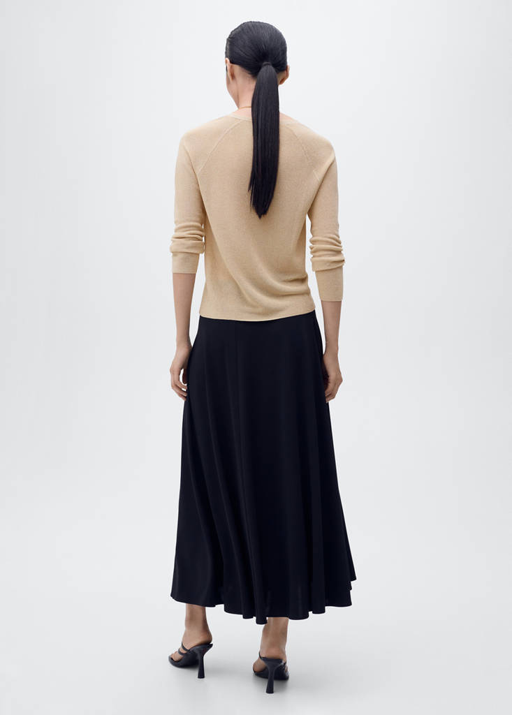 V-neck lurex sweater — Gold