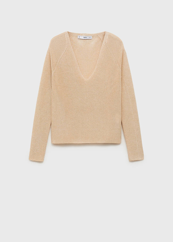 V-neck lurex sweater — Gold