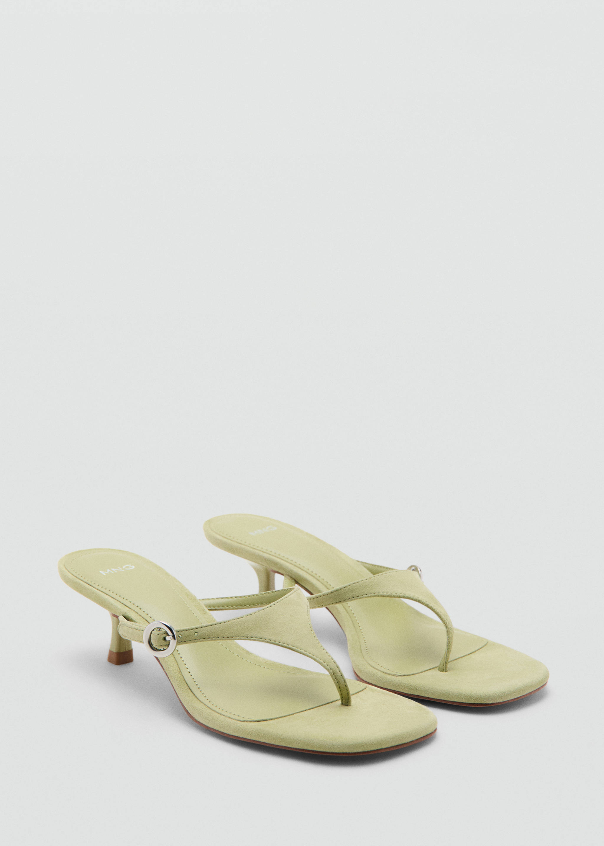 Kitten-heel leather sandal - Medium plane