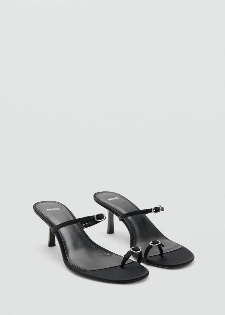Satin strap heeled sandal — Black