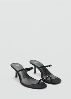 Satin strap heeled sandal — Black 4