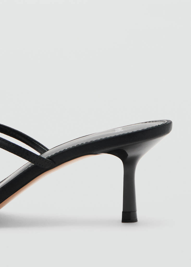 Satin strap heeled sandal — Black