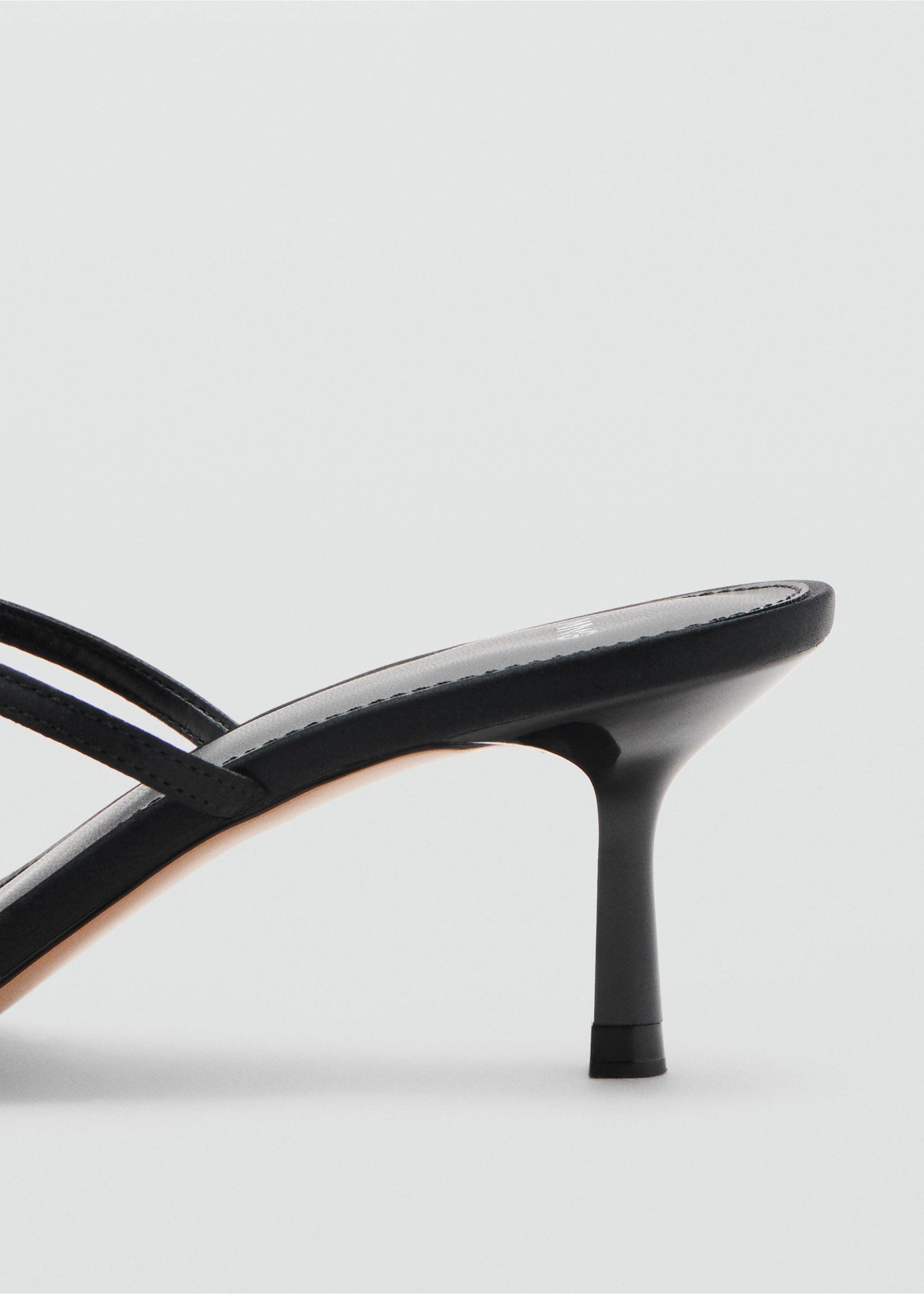 Satin strap heeled sandal - Details of the article 1, Black. Ref: 37001348-00.