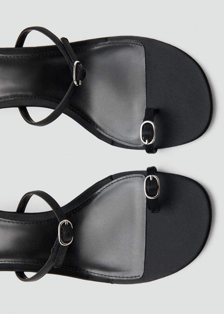 Satin strap heeled sandal — Black