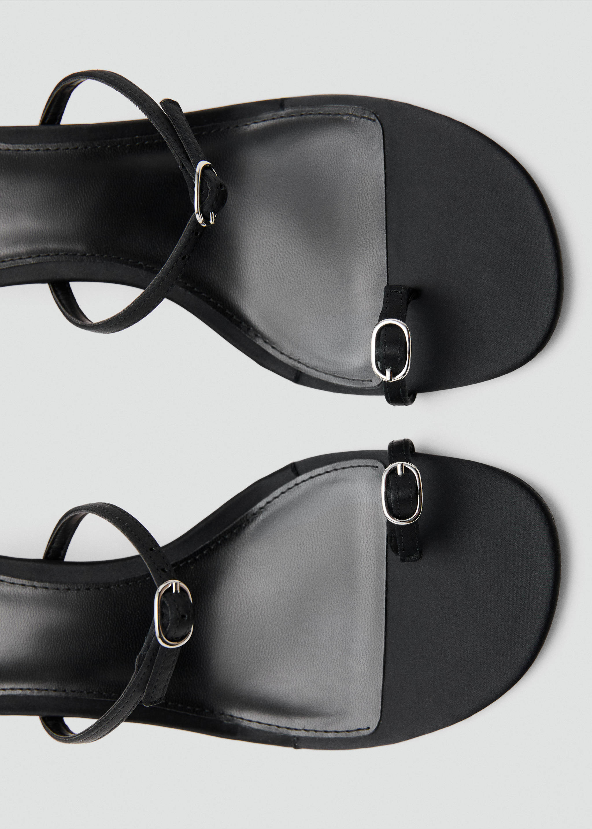 Satin strap heeled sandal - Details of the article 2, Black. Ref: 37001348-00.