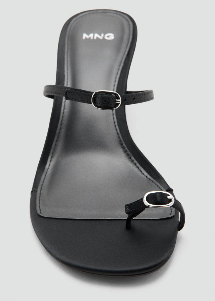 Satin strap heeled sandal — Black