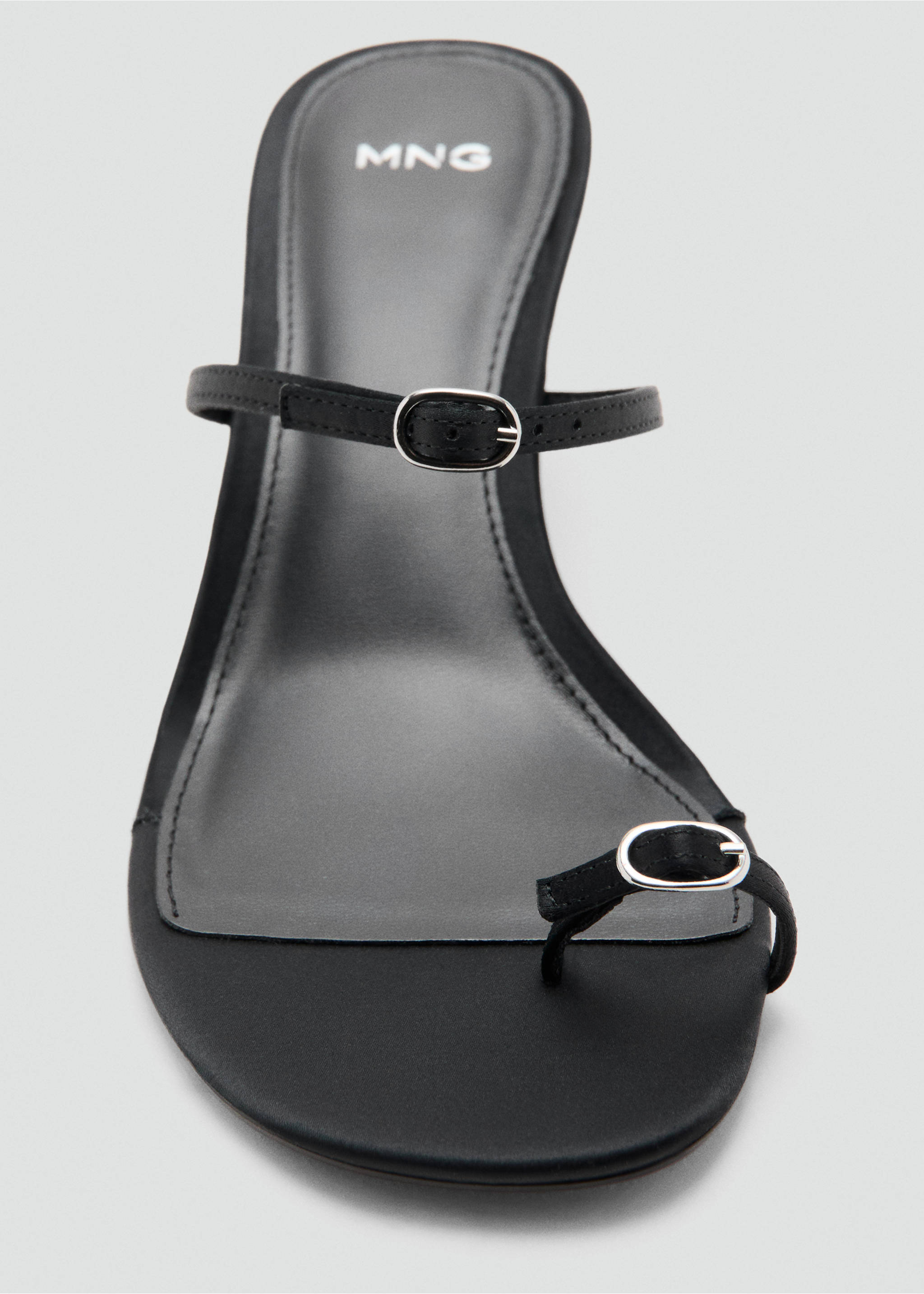 Satin strap heeled sandal - Details of the article 3, Black. Ref: 37001348-00.