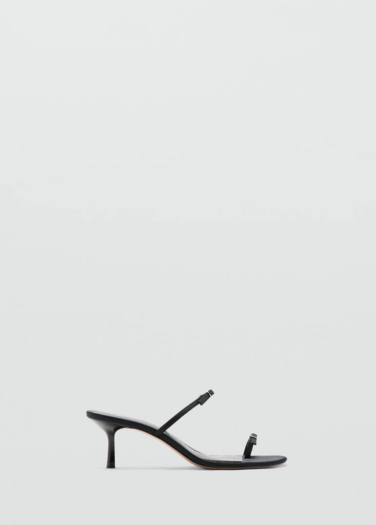 Satin strap heeled sandal — Black