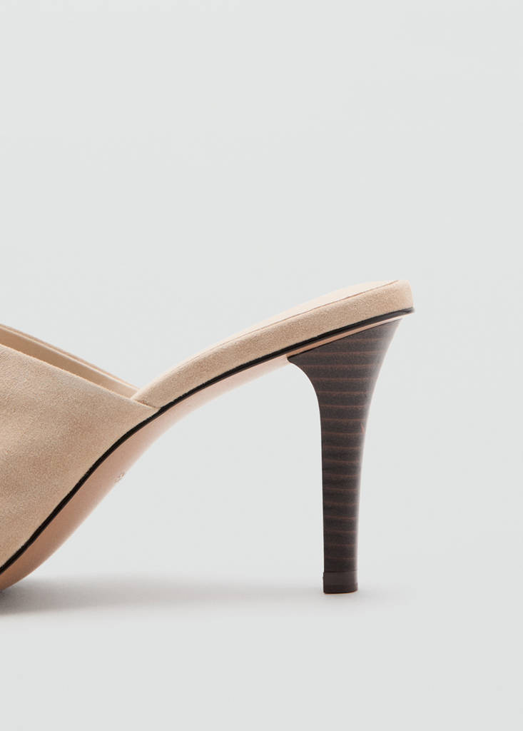 Suede funnel heel sandal — Sand