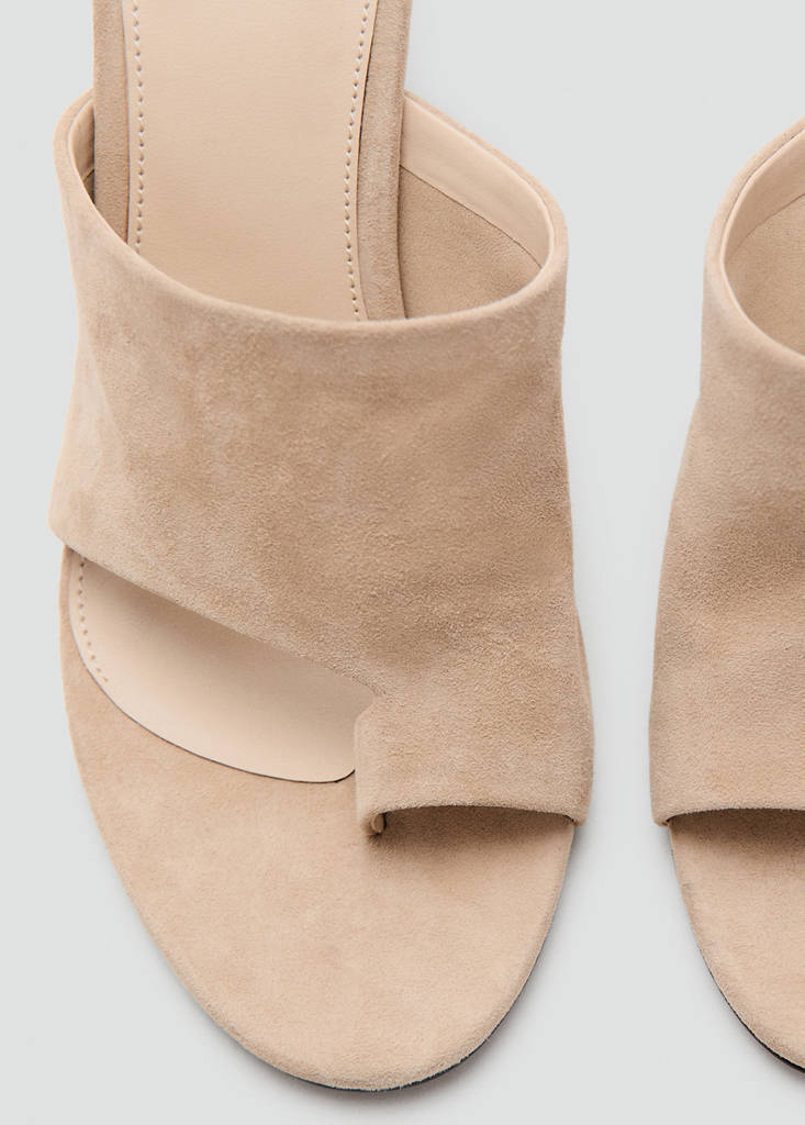 Suede funnel heel sandal — Sand