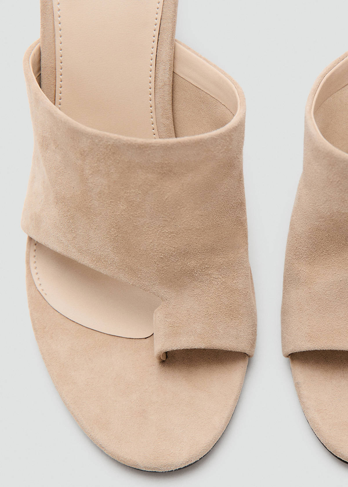 Suede funnel heel sandal — Sand