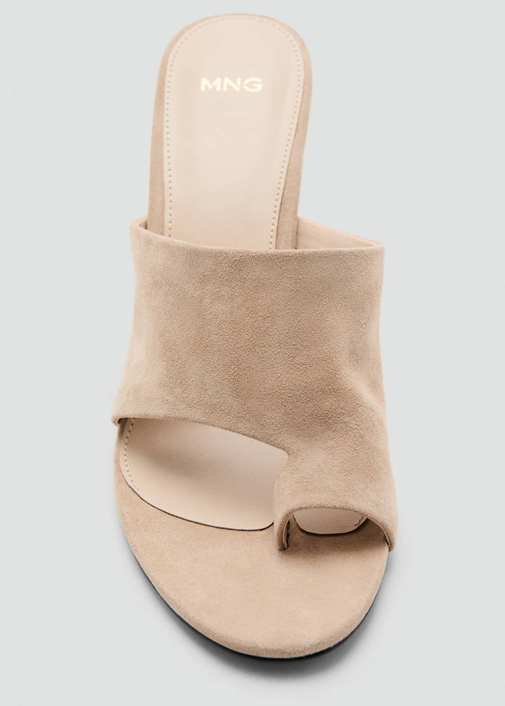 Suede funnel heel sandal — Sand