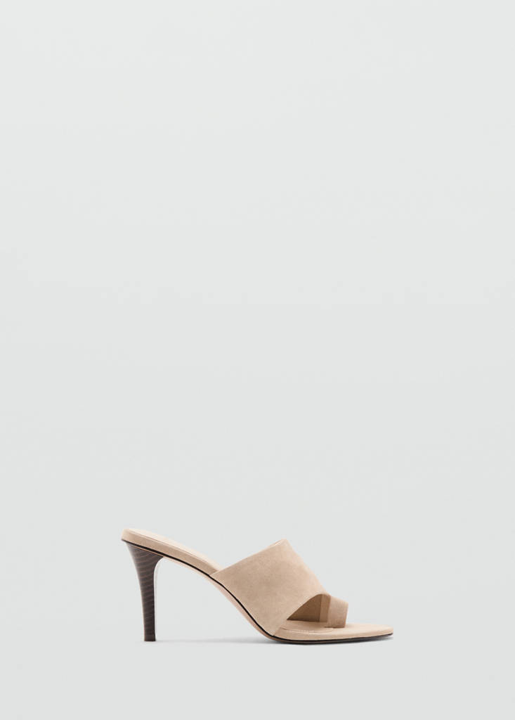 Suede funnel heel sandal — Sand