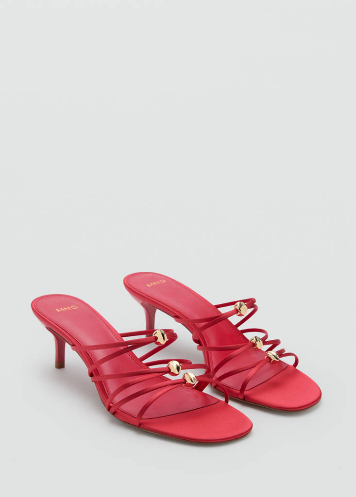 Satin strap heeled sandal — Red