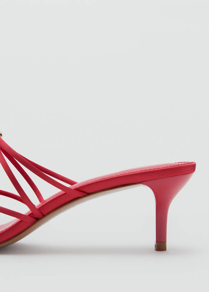 Satin strap heeled sandal — Red