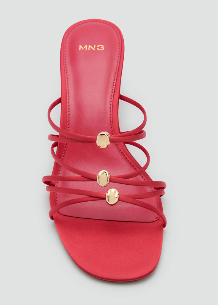 Satin strap heeled sandal — Red