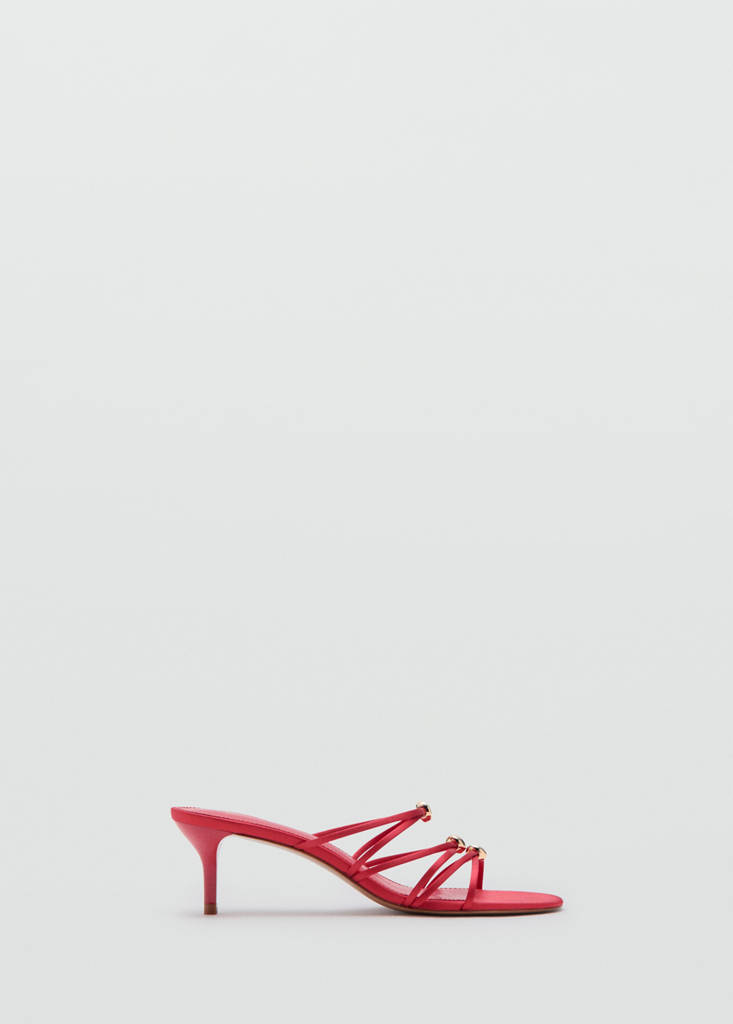 Satin strap heeled sandal — Red
