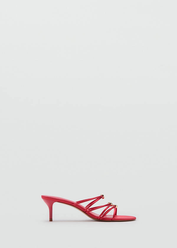 Satin strap heeled sandal — Red