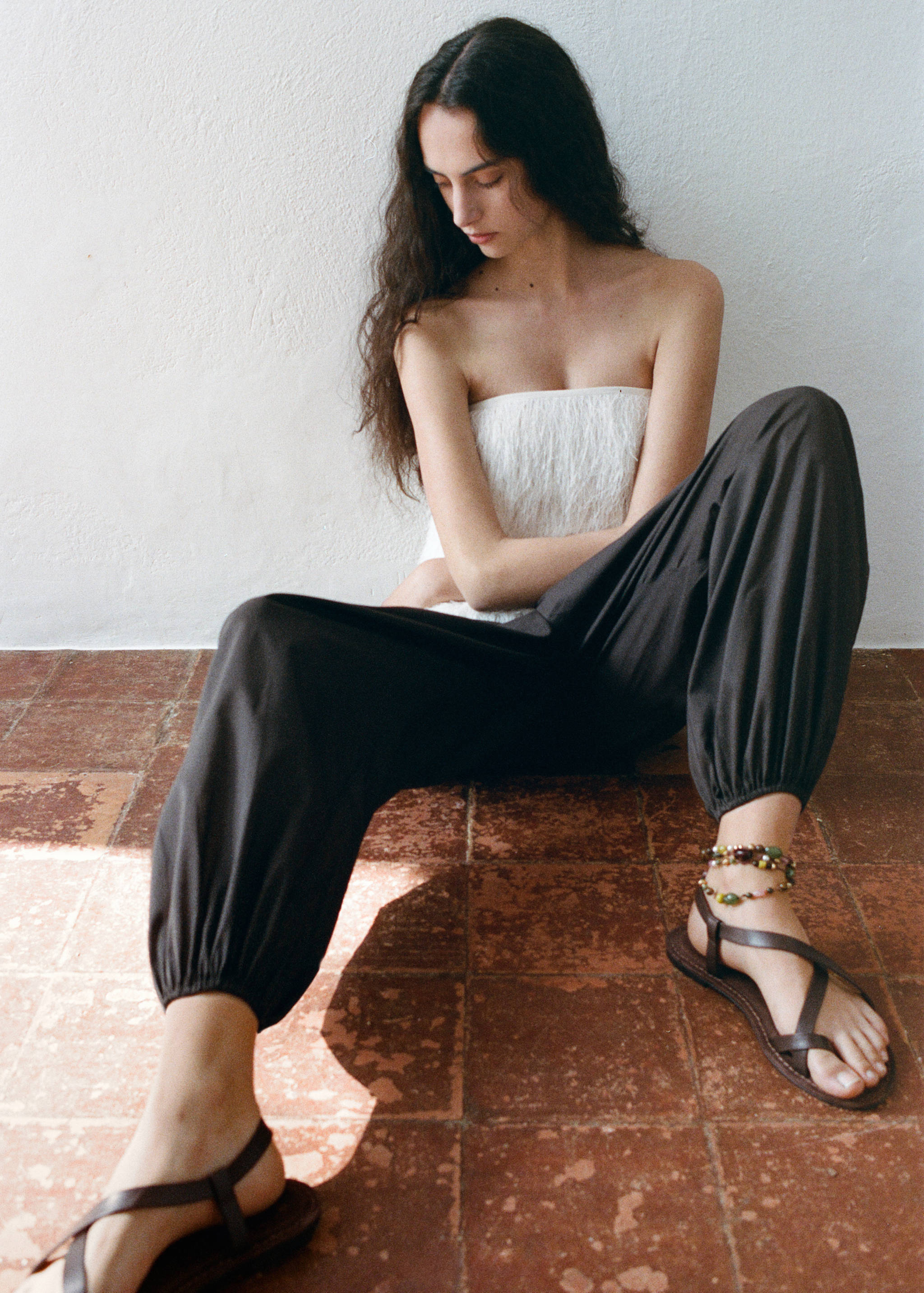 Leather sandals with straps - General plane