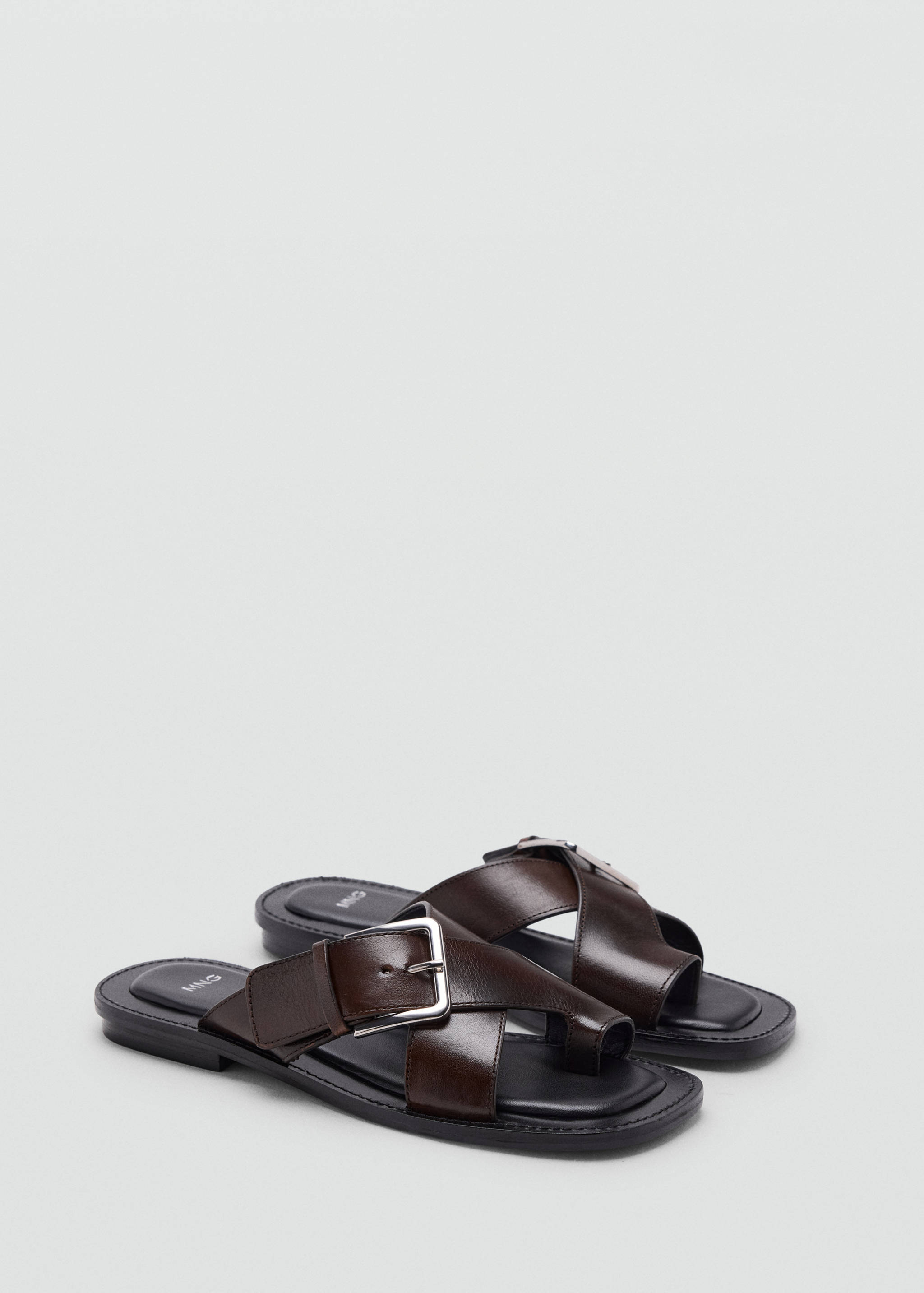 Cross-strap leather sandals - Medium plane