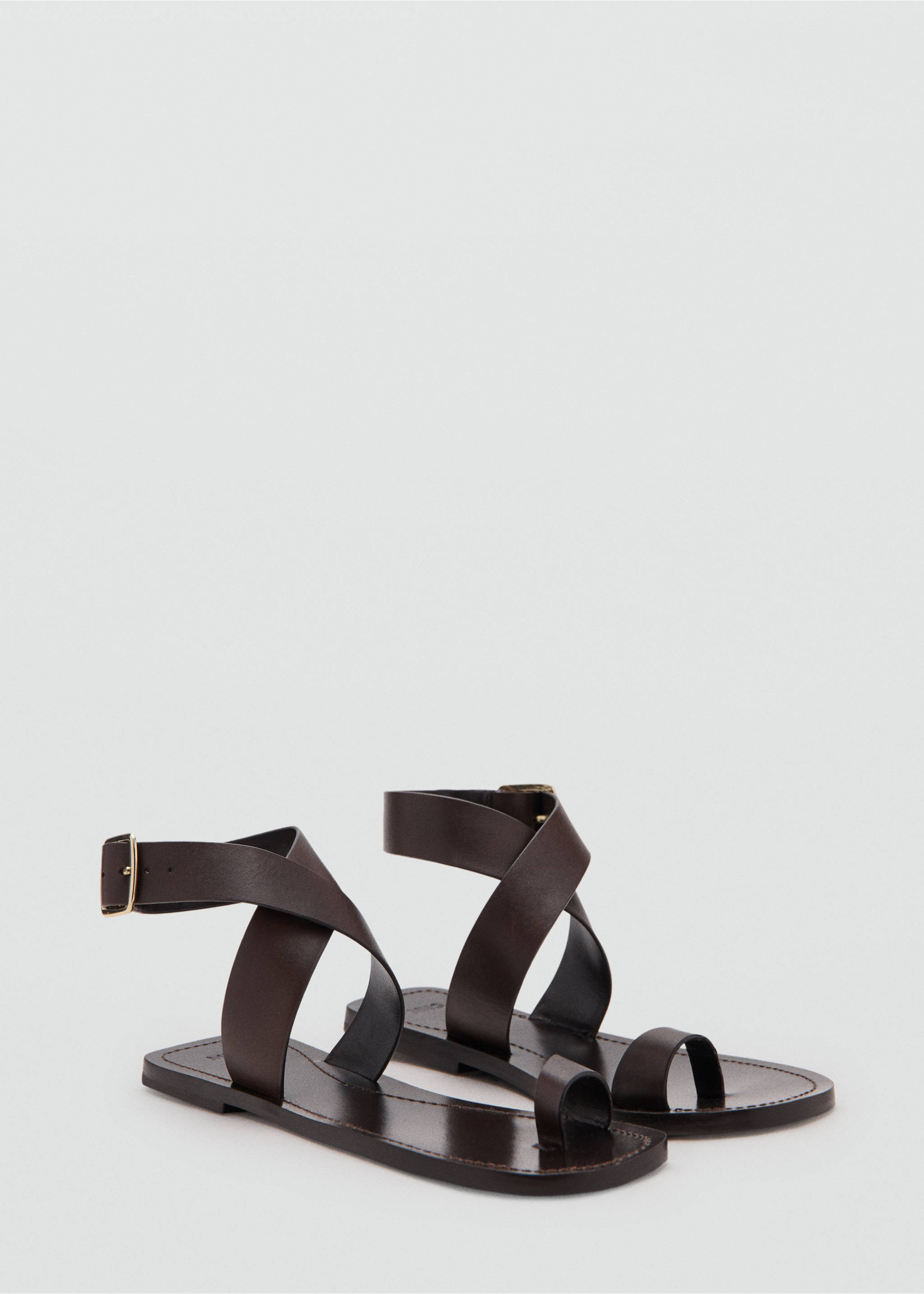 Flat leather sandal - Medium plane, Chocolate. Ref: 37001358-00.