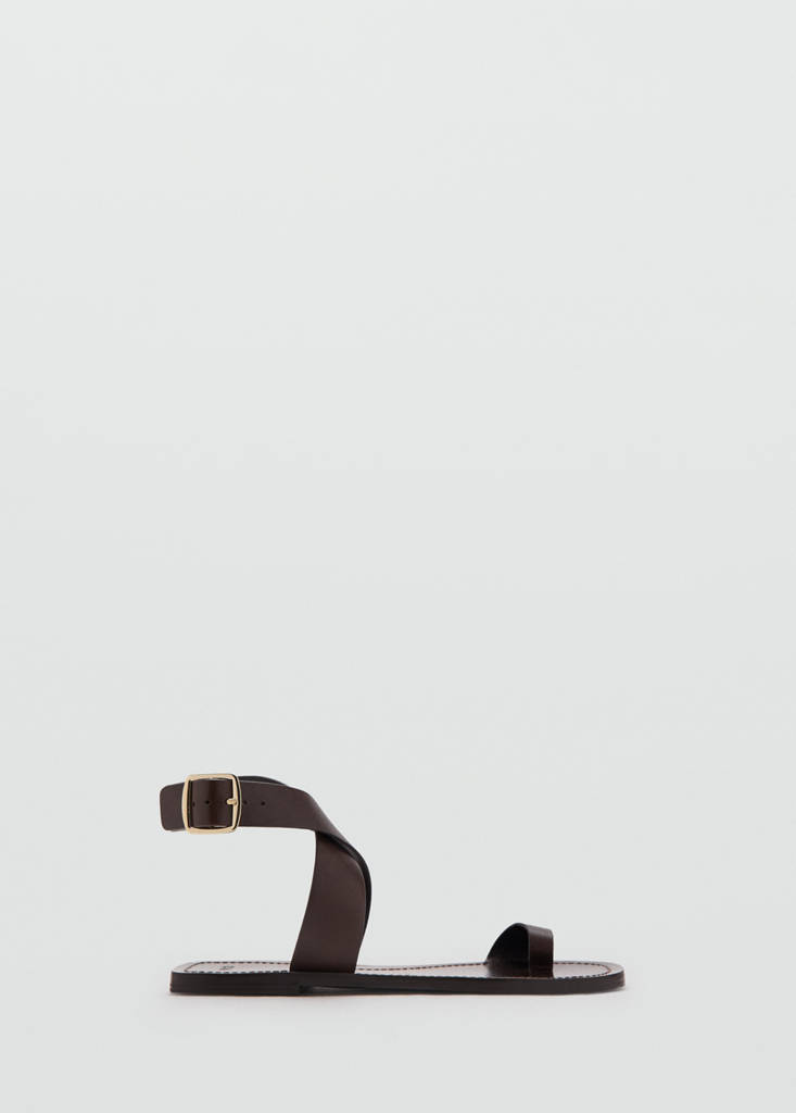 Flat leather sandal — Chocolate