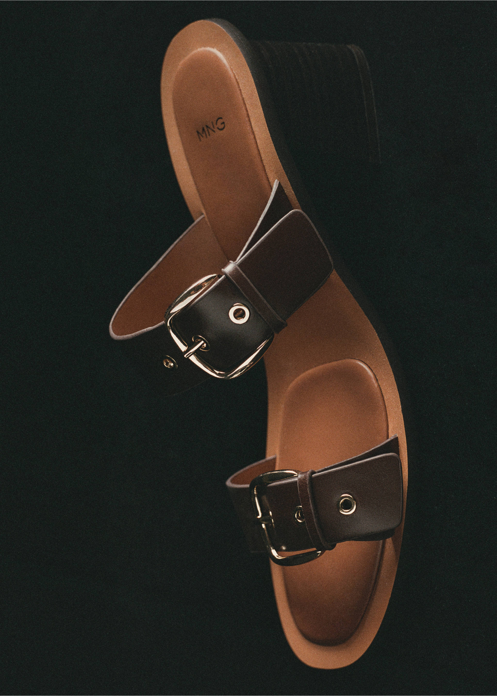 Sandales cuir talon boucles - Détail de l'article 5, Marron. Ref: 37001360-00.