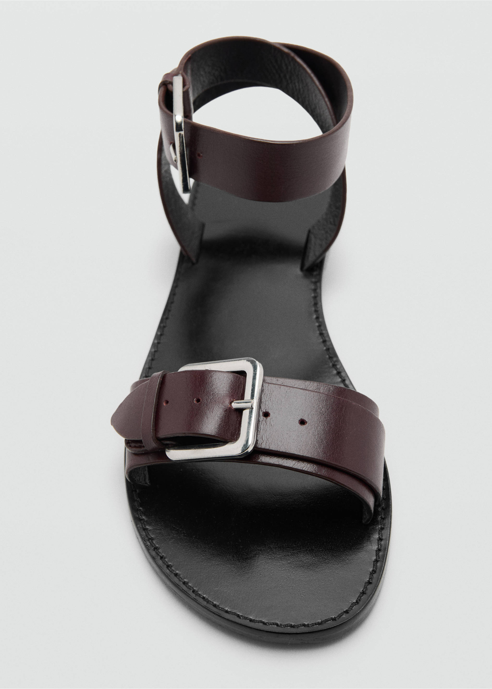 Buckle leather sandals - Details of the article 3, Chocolate. Ref: 37001362-00.