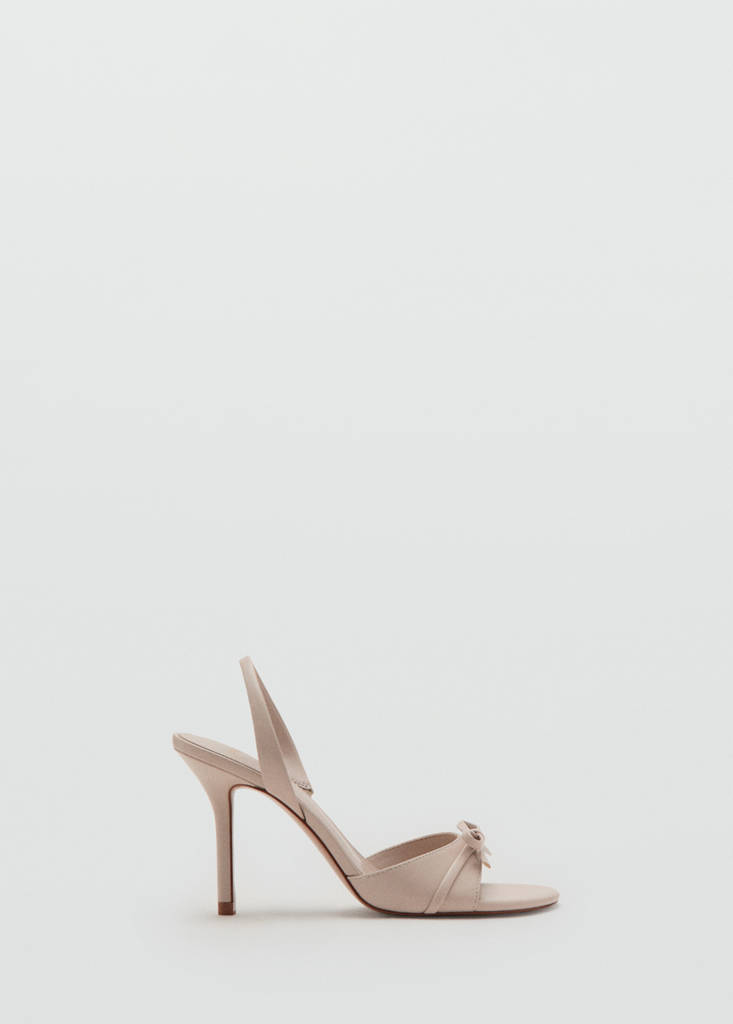 Strappy heeled sandals with bow detail — Nude
