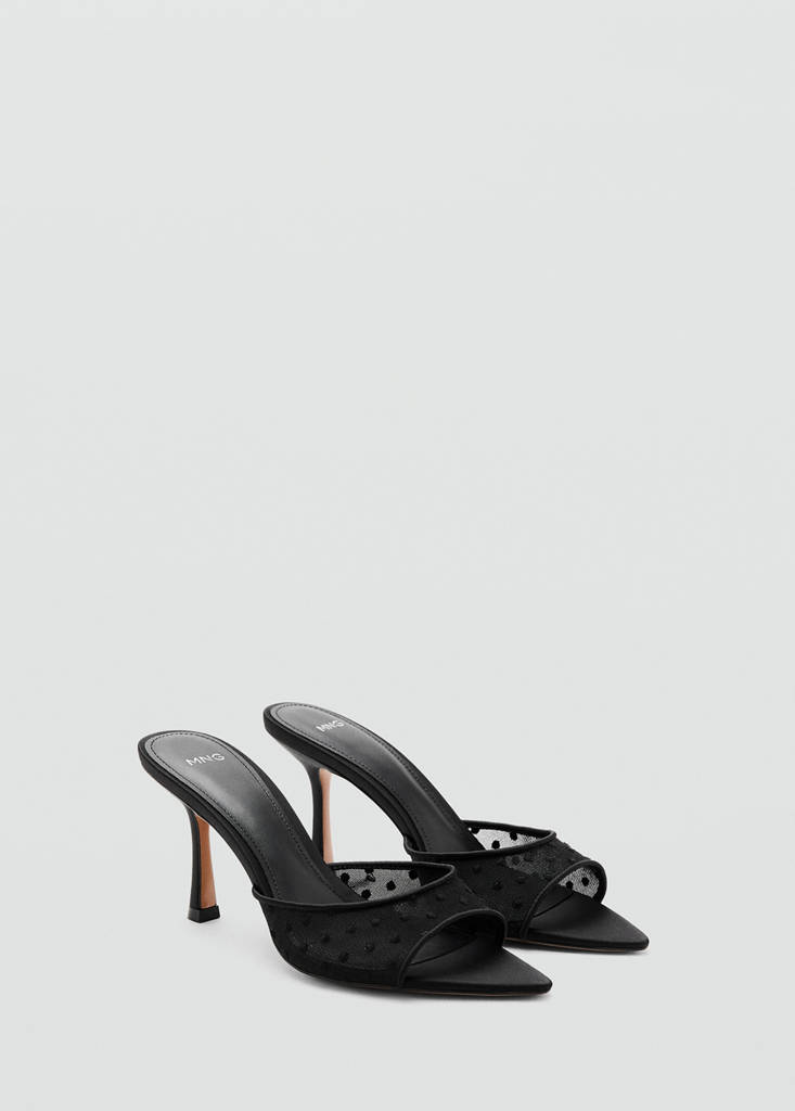 Mesh heeled sandal — Black