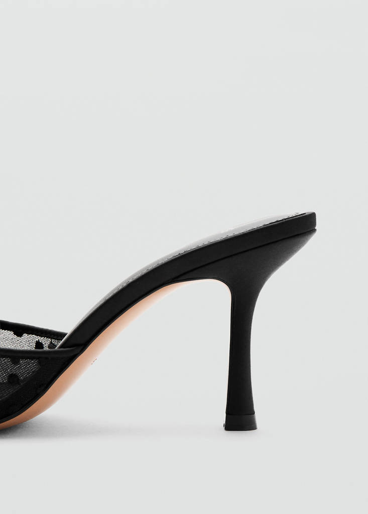 Mesh heeled sandal — Black