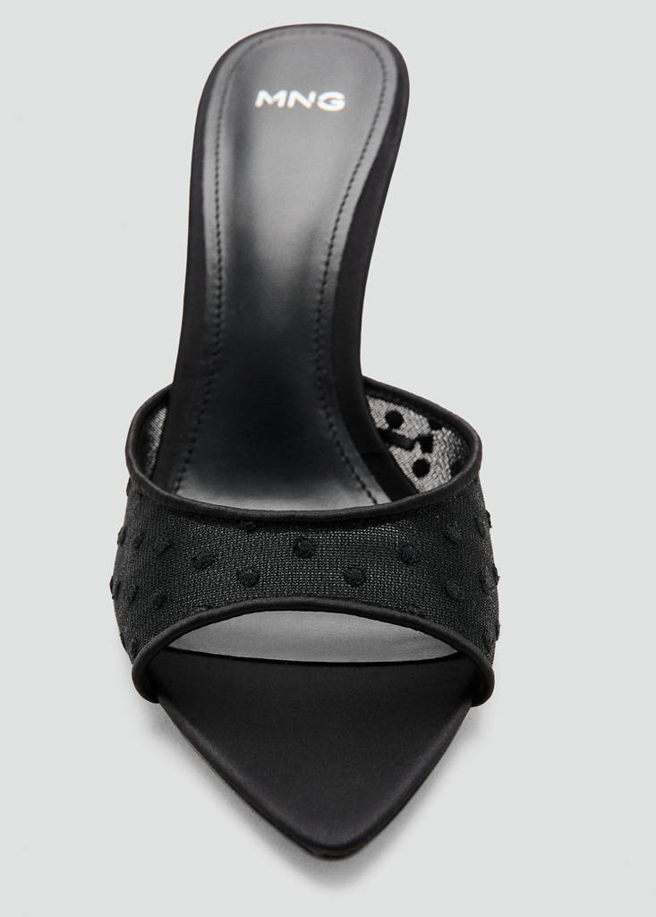 Mesh heeled sandal — Black