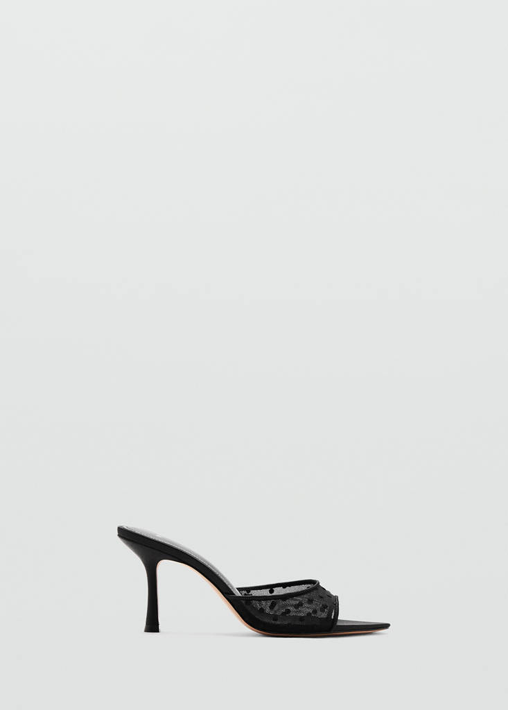 Mesh heeled sandal — Black